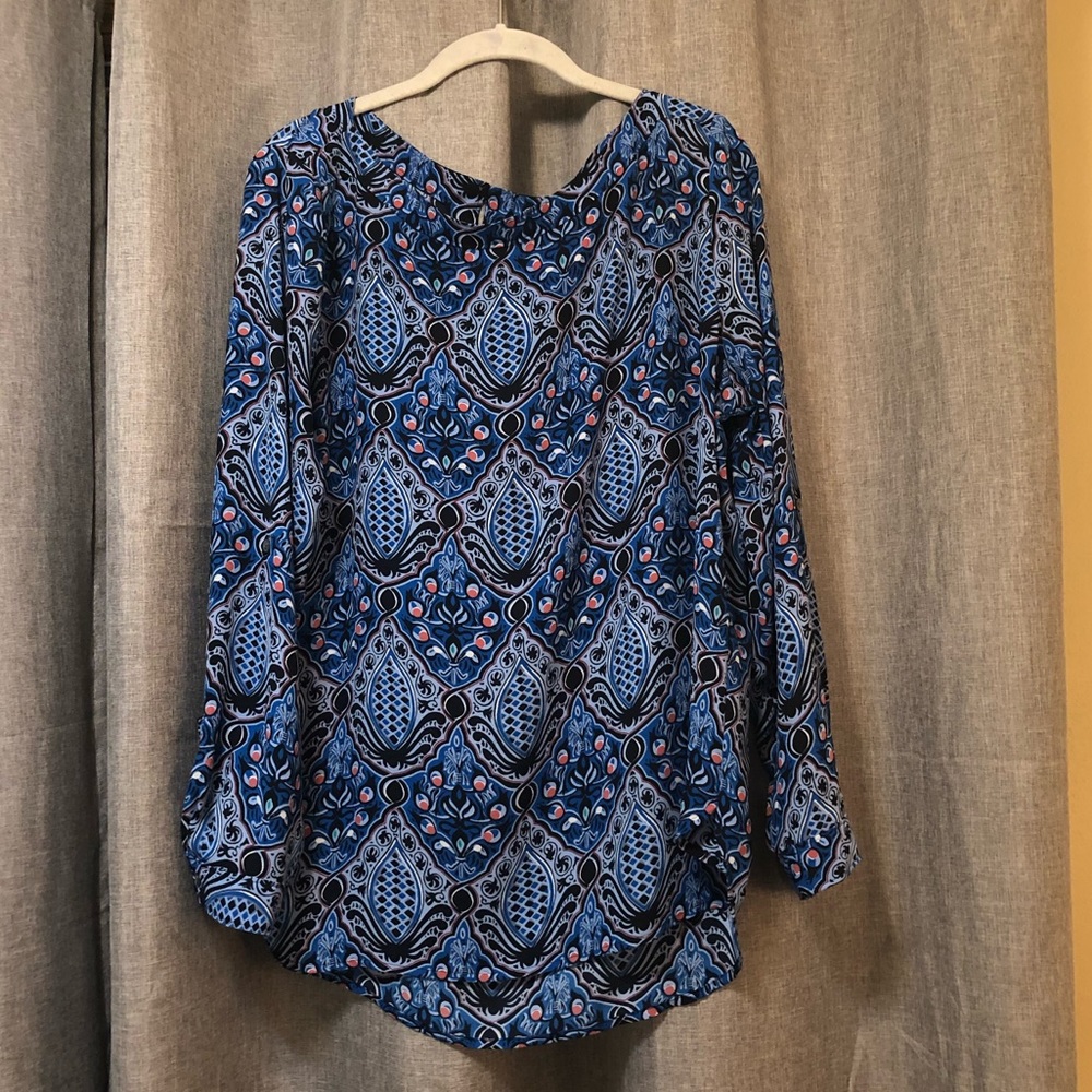 Loft Royal Blue Print Top - Size Large & XL